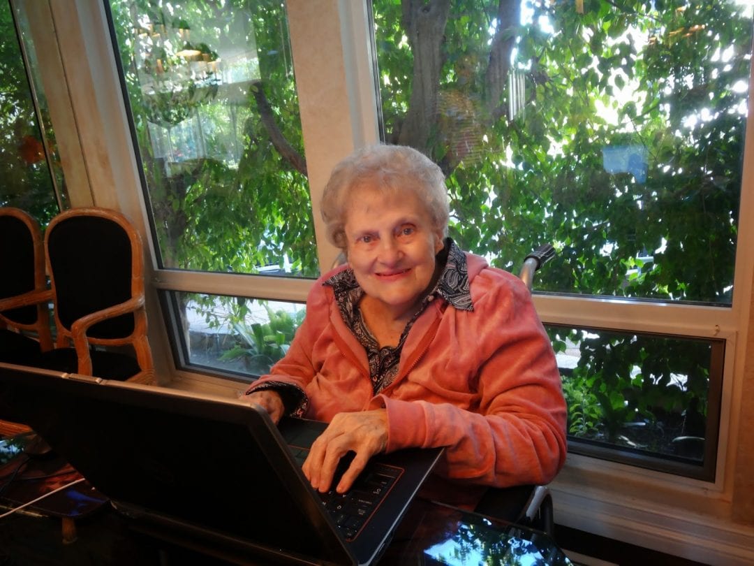 Bubbe at the computer
