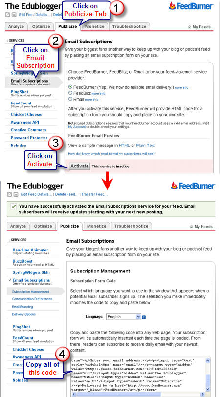 Diagram of how to set up email subscription