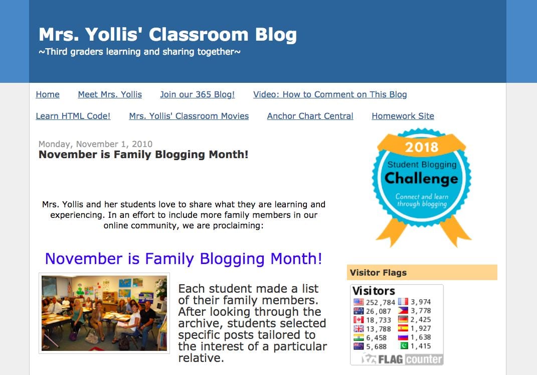 Screenshot Yollis class blog